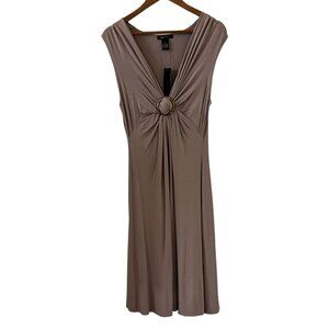 BCBGMaxAzria NEW Circle Knot Front Jersey Knit Dress In Taupe Size XL